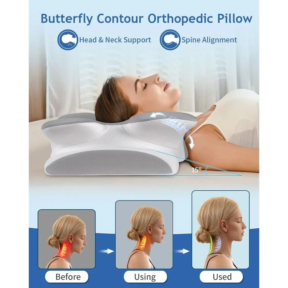 Cervical Neck Pillow for Neck Shoulder Pain Relief, Soft Contour Side Sleeper